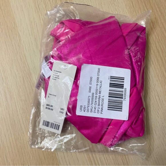 Urban Outfitters | Out From Under Marina Halter One Piece Swimsuit Metallic Pink - Picture 6 of 7